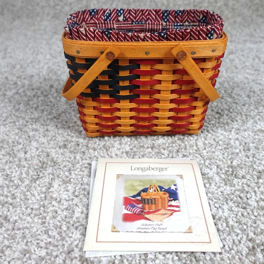 Longaberger‎ 2002 Collectors Club Miniature Flag Basket Red White Blue Patriotic